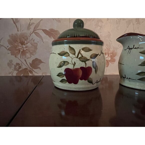 Vintage Apple Orchard Collection Sugar Bowl and Creamer Set by - Picture 3 of 4